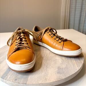 English Laundry Men’s Leather Sneakers Tan Brown Suede Accent Casual Shoes Sz 9